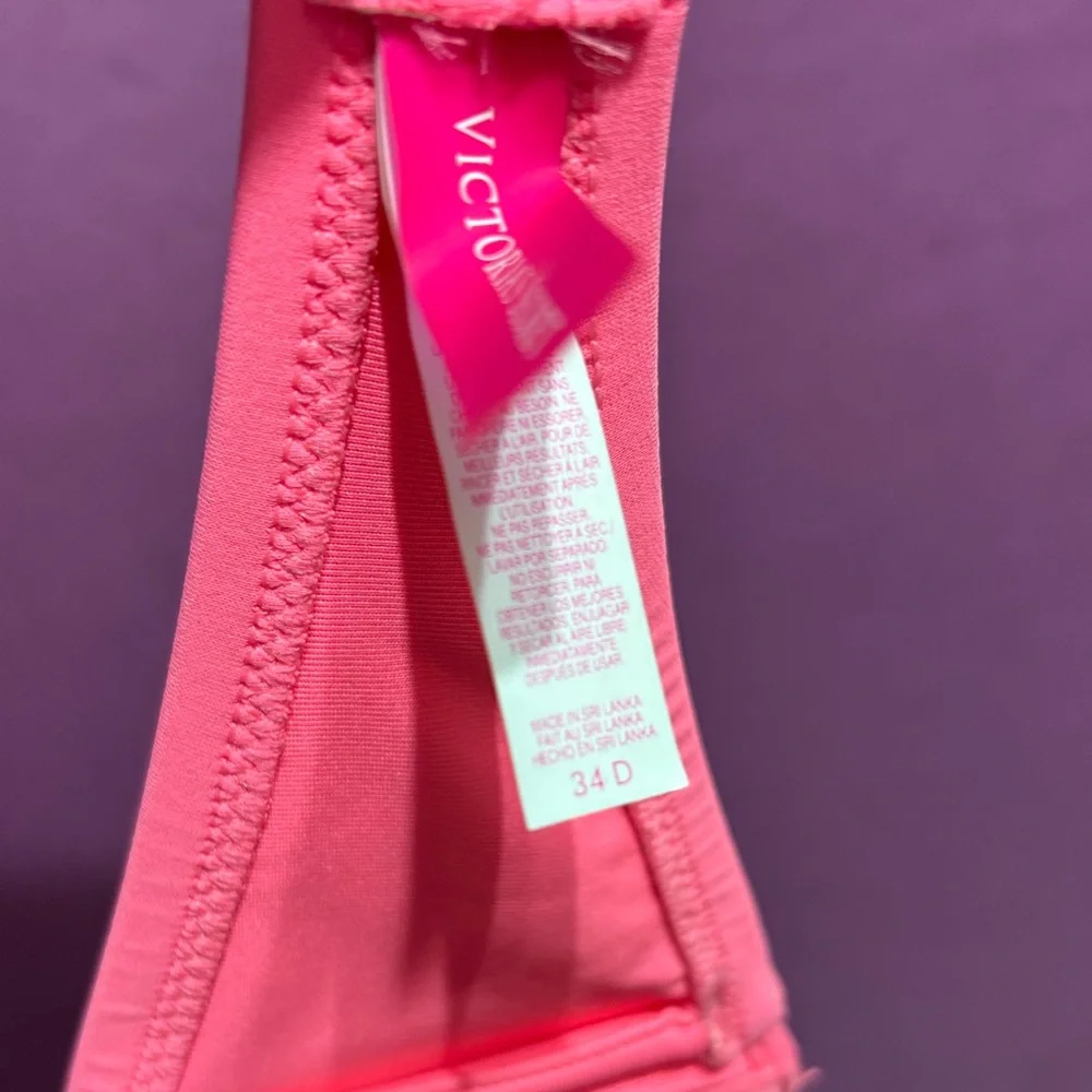 Victoria’s Secret Hot Pink Bandeau Bikini Swim Top Size 34D – Strapless EUC